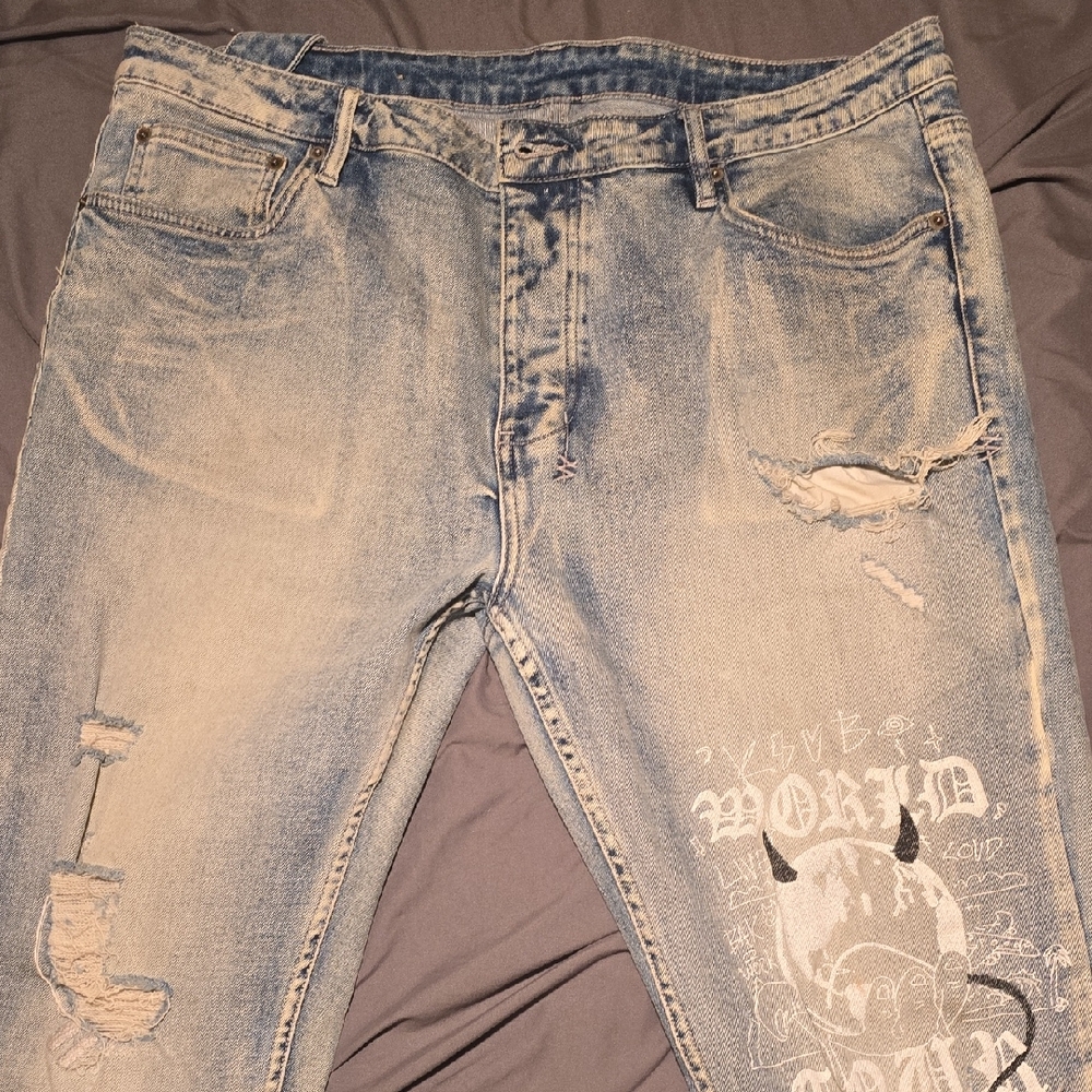 Ksubi Light Blue Distressed Slim Jeans